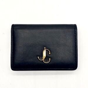 Jimmy Choo Black Leather Wallet with Gold JC Logo